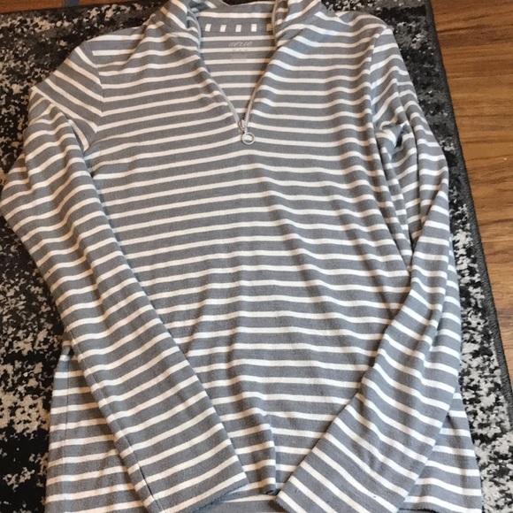 aerie Other - Aerie Grey & White pinstripes pullover zipper long sleeve top
